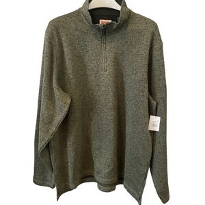 Wrangler Authentics Mens XL Quarter Zip Fleece Pullover Sweater Olive Green New